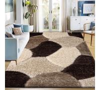 Fit EvenAsh Ember Collection Rugs - Large Fluffy Area Rug Carpet Non-Slip Soft Modern Indoor Shaggy Floor Rug for Living Room, Bedroom, Hallway, Lounge - (Ember, Brown Cream, 120x170 cm)