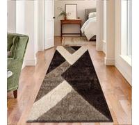 Fit EvenAsh Ember Collection Runner Rug - Hallway Carpet Runners, Non-Slip Floor Mats for Kitchen, Living Room, Corridor, Entryway, Door Entrances (Ash, Brown Cream, 60x220cm)