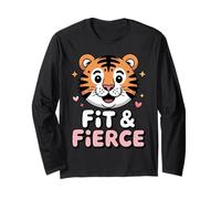 Fit & Fierce Bold Tiger Head Energetic Colorful Long Sleeve T-Shirt