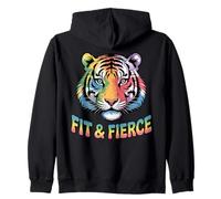 Fit & Fierce Bold tiger head energetic colorful Zip Hoodie