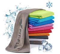 Fit-Flip Cooling towels - Airflip - cool touch microfibre ice towel as wet neck scarf - cold cloth for sport, yoga and fitness (grey, 100x30cm)