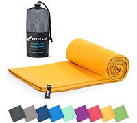 Fit-Flip Microfibre towel - compact, ultra lightweight & quick dry - perfect for gym, travel & beach - swimming towels for sports, camping & hiking (30x50cm yellow + bag)
