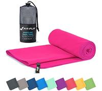 Fit-Flip Microfibre towel - compact, ultra lightweight & quick dry - perfect for gym, travel & beach - swimming towels for sports, camping & hiking (60x120cm pink + bag)