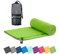 Fit-Flip Microfibre towel - compact, ultra lightweight & quick dry - perfect for gym, travel & beach - swimming towels for sports, camping & hiking (30x50cm green + bag)