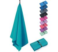 Fit-Flip Swimming towel - quick dry microfibre beach towel - ultra absorbent thin microfiber towels for travel, beach & gym - lightweight swim essentials (140x70cm, Petrol Blue)