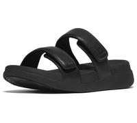 Fitflop Women's F-Mode GO Adjustable Flatform Two-BAR Slides Sandal, Black, 8 UK