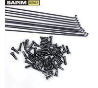 Fit For Bicycle Spokes SAPIM Leader 2.0 Mm Spoke Straight J-bend Black Nipple Wheelset Spoke Road(J-BEND 296MM 72PCS)