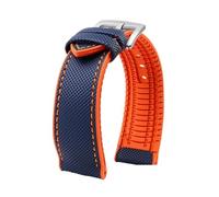 Fit For Breitling Fit For Hamilton Fit For Seiko Fit For Omega Fit For Tissot Nylon fluoro rubber Watchband Silicone Bracelet Men Watch Strap Stainless steel buckle(Blue Orange silver A,24mm)