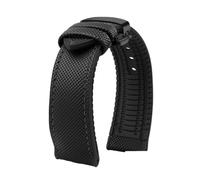 Fit For Breitling Fit For Hamilton Fit For Seiko Fit For Omega Fit For Tissot Nylon fluoro rubber Watchband Silicone Bracelet Men Watch Strap Stainless steel buckle(Black black Black B,22mm)
