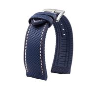 Fit For Breitling Fit For Hamilton Fit For Seiko Fit For Omega Fit For Tissot Nylon fluoro rubber Watchband Silicone Bracelet Men Watch Strap Stainless steel buckle(Blue White silver A,21mm)