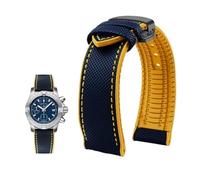 Fit For Breitling Fit For Hamilton Fit For Seiko Fit For Omega Fit For Tissot Nylon fluoro rubber Watchband Silicone Bracelet Men Watch Strap Stainless steel buckle(Blue yellow black B,22mm)
