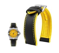 Fit For Breitling Fit For Hamilton Fit For Seiko Fit For Omega Fit For Tissot Nylon fluoro rubber Watchband Silicone Bracelet Men Watch Strap Stainless steel buckle(Black yellow silverA,20mm)