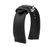 Fit For Breitling Fit For Hamilton Fit For Seiko Fit For Omega Fit For Tissot Nylon fluoro rubber Watchband Silicone Bracelet Men Watch Strap Stainless steel buckle(Black black silver B,22mm)