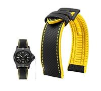 Fit For Breitling Fit For Hamilton Fit For Seiko Fit For Omega Fit For Tissot Nylon fluoro rubber Watchband Silicone Bracelet Men Watch Strap Stainless steel buckle(Black yellow blackA,22mm)