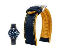 Fit For Breitling Fit For Hamilton Fit For Seiko Fit For Omega Fit For Tissot Nylon fluoro rubber Watchband Silicone Bracelet Men Watch Strap Stainless steel buckle(Blue yellow silverA,20mm)