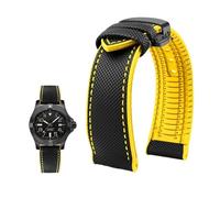 Fit For Breitling Fit For Hamilton Fit For Seiko Fit For Omega Fit For Tissot Nylon fluoro rubber Watchband Silicone Bracelet Men Watch Strap Stainless steel buckle(Black yellow black B,22mm)