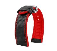 Fit For Breitling Fit For Hamilton Fit For Seiko Fit For Omega Fit For Tissot Nylon fluoro rubber Watchband Silicone Bracelet Men Watch Strap Stainless steel buckle(Black red silver B,23mm)