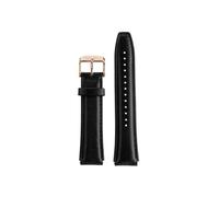 Fit for Casio A158 A159 A168 A169 B650 AQ230 700 Small Gold Watch Band 18mm Cowhide Leather Watch Strap(Black-rose gold buckle)