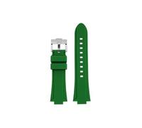 Fit for Casio Edifice EFB-680 ECB-10PB/DP/YD/HR GST-B400 26x14mm 26x12mm Modified Silicone Watch band(Green-silver pin buckle,12mm Convex)