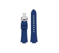 Fit for Casio Edifice EFB-680 ECB-10PB/DP/YD/HR GST-B400 26x14mm 26x12mm Modified Silicone Watch band(Blue-silver Folding buckle,14mm Convex)