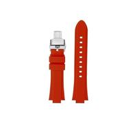 Fit for Casio EFR-S108D EFS-S570 ECB-10YDC Modified Concave Silicone Watch Band(A-Red-silver,For EFR-S108D)