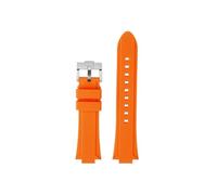 Fit for Casio EFR-S108D EFS-S570 ECB-10YDC Modified Concave Silicone Watch Band(Orange-silver,For EFR-S108D)