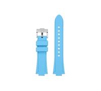 Fit for Casio EFR-S108D EFS-S570 ECB-10YDC Modified Concave Silicone Watch Band(Sky blue-silver,For EFR-S108D)