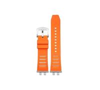Fit for Casio G-SHOCK GMW-B5000 GM-B2100 Fluorine Rubber Sport Waterproof Watch band(Orange-silver)