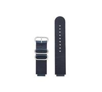 Fit for Casio W218H/AE-1200/1300/SGW-300 MRW-200 A159/A158 AQ-S810W Leather Watch Strap Metal Stainless Steel Ring(Dark blue-steel)