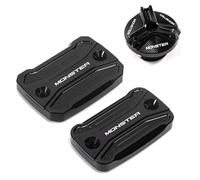Fit For DUCATI Hypermotard Monster 796 795 696 695 821 Motorcycle CNC Front Clutch Brake Fluid Reservoir Cover Engine Plug Oil Cap(A Set Black)