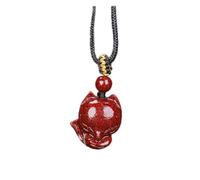 Fit for Fashion Chain Real Red Cinnabar Fox Pendant Necklace - Chinese Healing Talisman & Luck Gift for Men and Women, One Size