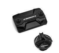 Fit For H0NDA CB 500X CB500 X Engine Oil Filler Cap Motorcycle Accessories Rear Front Brake Fluid Reservoir Cover(2Pcs-Black)