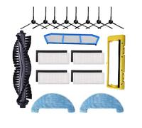 / Fit For Ilife A4 A4S A40 Vacuum Cleaner Parts HEPA Filter Primary Filter Side Brush Roll Brush Cover Mop Pad Cloth Sweeping Robot Set (Color : Black)