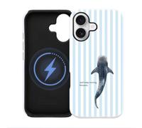 Fit for iPhone 16 Case Aesthetic Blue Striped Whale Shark Christian Phone Case, Magnetic Dual-Layer Jesus Bible Shockproof Protective Ocean God Faith Summer Phone Cover for Girl Women Men - 6.1 Inch