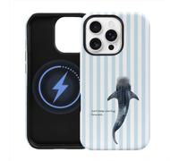 Fit for iPhone 16 Pro Case Aesthetic Blue Striped Whale Shark Christian Phone Case, Magnetic Dual-Layer Jesus Bible Shockproof Protect Ocean God Faith Summer Phone Cover for Girl Women Men - 6.3 Inch