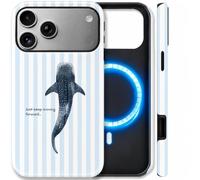 Fit for iPhone 17 Pro Aesthetic Blue Striped Whale Shark Christian Phone Case, Magnetic Dual-Layer Jesus Bible Shockproof Protect Ocean God Faith Summer Phone Cover for Girl Women Men - 6.3 Inch