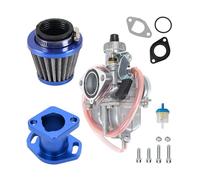 Fit For Predator 212cc 196cc Honda GX160 GX200 VM22 26mm Carb Performance Intake Pipe Mainfold 38mm Air Filter Kit Motorcycle Carburettor(Blue)