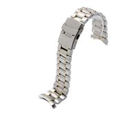 Fit for Seiko Fit for Timex Fit for Citizen Fit for Casio Curved End Stainless Steel Strap Men 20mm 22mm Metal Watchband Watch Chain Bracelet(A Silver golden,20mm)