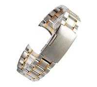 Fit for Seiko, Timex, Citizen, Casio Curved End Stainless Steel Watch Band - 20mm 22mm Metal Bracelet for Men (B Silver Golden, 20mm)