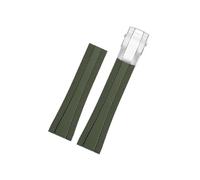 Fit for Superocean Navigator/Avenger Breitling Rubber Watch Strap Width 22mm With Folding Buckle 18mm Watch Accessories(Green Silver)
