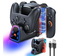 [Fit for Switch 2/1] 9 In 1 P-ro Controller Charging Dock for Joy Con 2/1 and for Pro Controller 2/1, Fast Charger Stand for Nintendo Switch 2/Switch 1/OLED Controller Accessories with RGB Light Modes