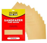Fit For The Job 10 Large A4 Size Sheets Fine Grade Sandpaper for Sanding Wood, Furniture, Metal, Plaster For Home Improvement, Decorating & More, 11x9 inch (230x280mm) 11" x 9"