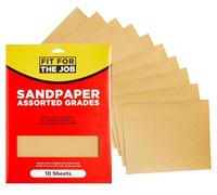 Fit For The Job 10 Large A4 Size Sheets Sandpaper Assorted Grades for Sanding Wood,Furniture,Metal,Plaster For Home Improvement, Decorating & More - 3x Fine, 4x Medium, 3x Coarse 11x9 inch (230x280mm)