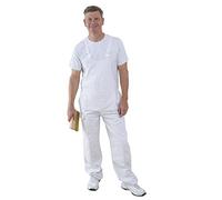 Fit For The Job 100% Cotton Drill, Multi Pocket White Painter & Decorator's Bib and Brace Overalls Dungarees, Protects Against Paint Splashes, Soft Comfortable Pre-Shrunk Cotton Fabric - Large