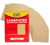 Fit For The Job 25 Large A4 Size Sheets Sandpaper Assorted Grades for Sanding Wood,Furniture,Metal,Plaster For Home Improvement, Decorating & More -6x Fine, 10x Medium, 9x Coarse 11x9 inch (230x280mm)
