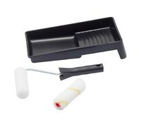 Fit For The Job 4 pc Multi Surface Mini Paint Roller Set for Painting with Emulsion, Gloss, Satin, Small Roller and Tray for Painting Walls, Ceilings, Wood & Metal