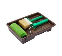 Fit For The Job 4 piece 7" Shed & Fence Roller Set & 4" Block Brush for DIY Painting of Woodstains on Exterior Woodwork, Sheds, Fences & Garden Furniture, Ideal For Smooth Planed & Rough Sawn Timber