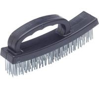 Fit For The Job 6 Inch Wire Brush With Overgrip Knuckle Guard Easy Grip Handle, 4 Rows Of Wire