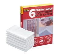 Fit For The Job 6 pack 12ft x 9ft (3.6m x 2.7m) Total 650 sqft Polythene Dust Sheets for Decorating Polythene Drop Cloth Dustproof & Waterproof for Protecting Floors & Furniture When Painting