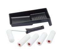 Fit For The Job 7 pc Foam Mini Paint Roller Set for Painting with gloss & Satin, Small Roller and Tray for Painting Wood & Metal, Skirting, Window Si